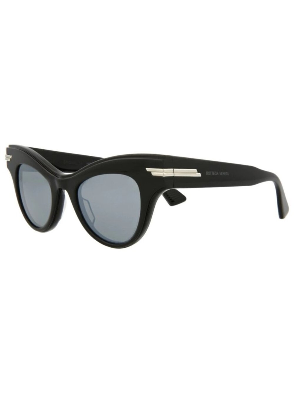 New Bottega Veneta Women's Sunglasses Cat Eye Acetate Frame Black Black Silver